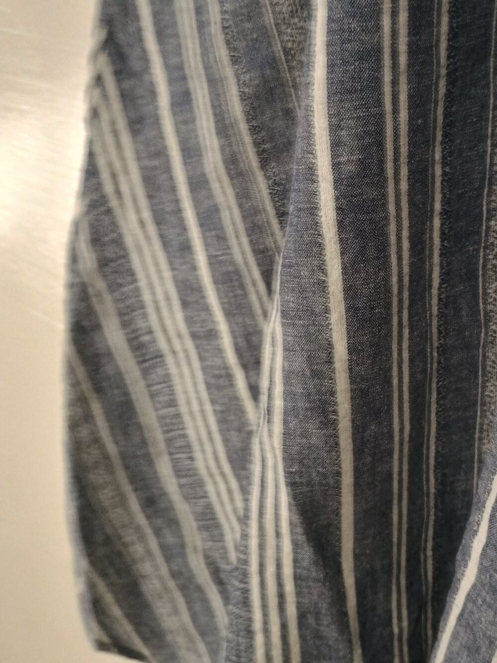 Time and Tru Blue White Striped Linen Blend Handkerchief Hem Swing Dress - Picture 4 of 7